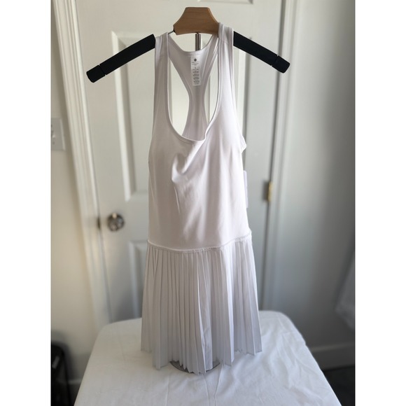 Yogalicious Dresses & Skirts - Yogalicious White Pleated Hem Racerback Active Dress Large